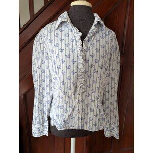 Tommy Hilfiger Womens L/XL Floral Striped Button-Up Shirt